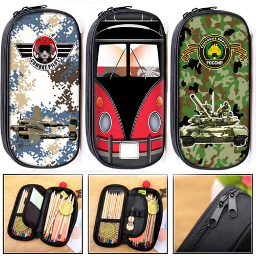 Cartoon Car Tank plane Cosmetic Cases Pencil Bag Boys School Case Bags Children Stationary Bag Kids Pencil Box School Supplies