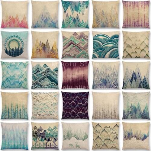 New Colour Tide Wood Forest Tree Mountain River Hills Winter Snow Top Floral Fresh Pattern Prints Cushion Cover Pillow Case