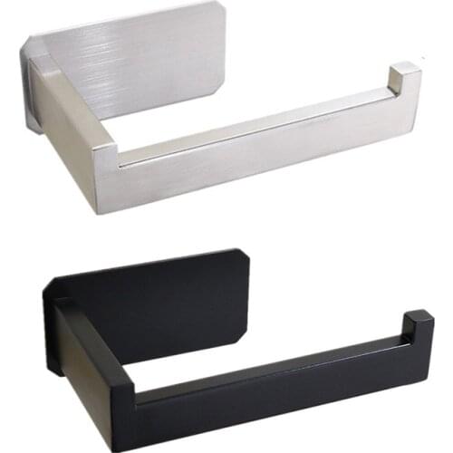 No Drill Toilet Paper Holder Tissue Roll Holder Hanger Matte Black Bathroom Accessories Wall Mount держатель для туалет