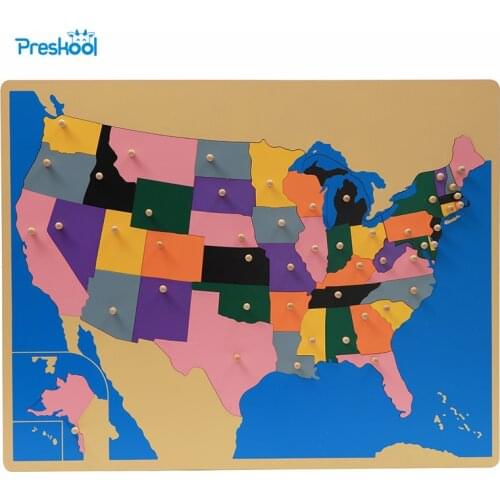 Baby Toy Montessori Puzzle America United States Map Learning & Education Early Childhood Education Kids Brinquedos Juguetes