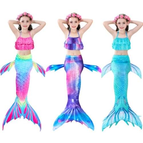 2021 Baby Girls Swimmable Mermaid Tail Princess Dress Kids Holiday Mermaid Costume Cosplay Swimsuit Party Children Beach Clothes