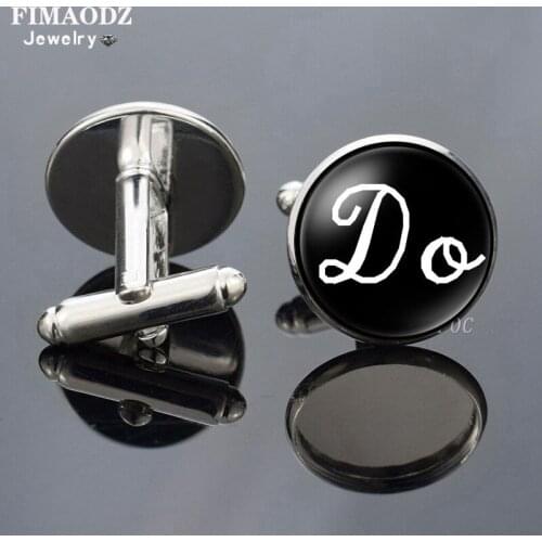 FIMAODZ I Do Letter Cufflinks for Mens Boyfriend Confession Gift Glass Cabochon Cuff Links Buttons Wedding Jewelry