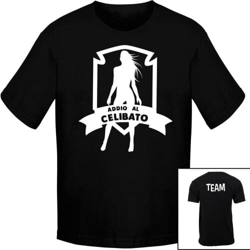 T-SHIRT ADDIO AL CELIBATO TEAM SPOSO MATRIMONIO MAGLIA UOMO SHIRT JERSEY NERA Cool Casual pride t shirt men Unisex New Fashion