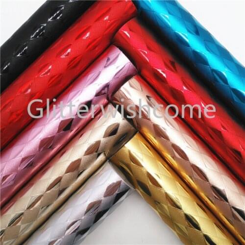 Glitterwishcome 21X29CM A4 Size Vinyl For Bows Metallic Diamond Synthetic leather, Faux Leather Sheets for Bows, GM578B