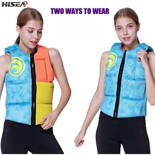 Hisea Two Ways To Wear CR Buoyancy Professional adult Life Jackets thick water floating surfing snorkeling fishing racing vest