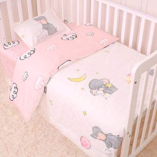 Baby Bedding Set 100% Cotton Printed Customize Infant Newborn Crib Duvet Cover Bed Cot Fitted Sheets Pillowcase Kids Room Decor