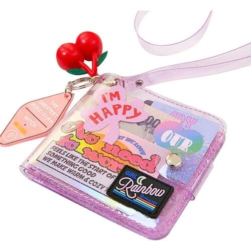Fashion Neck String Clutch Wallet For Women PVC Clear Small Purse Sequins Jelly Summer Bag Bank ID Card Holder