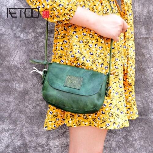 AETOO High-grade new original handmade leather handbags mini bag leather art simple shoulder