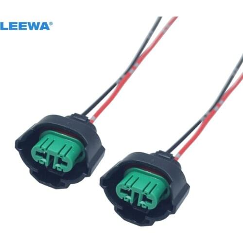 LEEWA 2PC Car H8/H11 Headlight Lamp Holder Socket LED HID Halogen Light Connector Wiring Harness Plug Adapter #CA5962