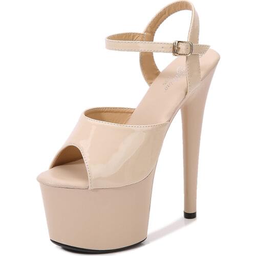 Mclubgirl Heels Women Sexy Show Sandals 17 CM High Heels Sexy Platform Color Sandals Girls Shoe for Party Club Drop Sale LFD