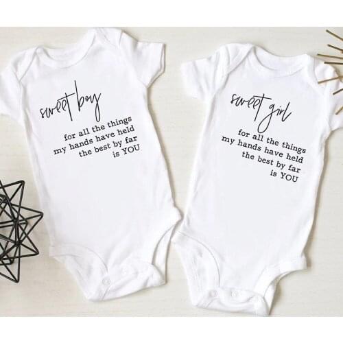 Sweet Boy Girl for All The Things My Hands Have Held The Best By Far Is YOU Baby Bodysuit Brother Sister Rompers Shirts Onesies