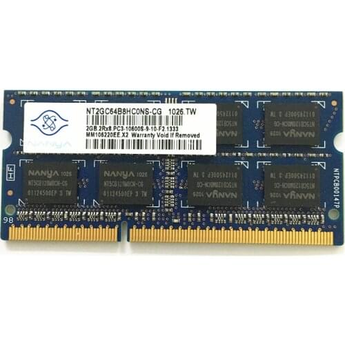 Nanya ddr3 rams 2gb 1333MHZ 2GB 2RX8 PC3-10600S-9-10-F2 1333 ddr3 laptop memory