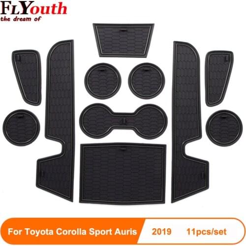 Anti-Slip Gate slot cup mat For Toyota Corolla Sport Auris 2019 11pcs/set Interior Door Pad/Cup Non-slip pad Accessories