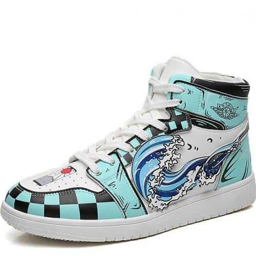 2021 New Korean Version Of The Demon Killer Anime Hot Sale Mens Shoes Youth Cartoon Student Trend All-match High-top Shoes