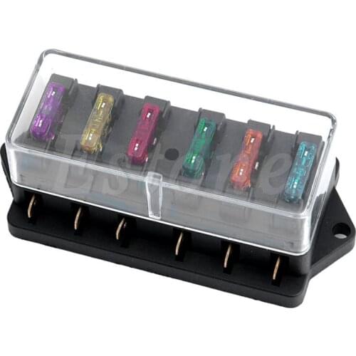 New 12V/24V Car 6 Way Circuit Standard ATO Blade Fuse Box Block Holder + 6 Fuses