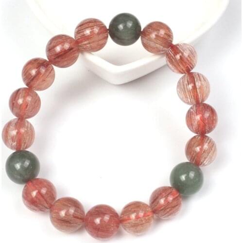 New Fashion Red Rutilated Quartz Bracelet Natural Stone Loose Beads 8 9 10 mm For Women Men Best Friend Birthday Holiday Gift
