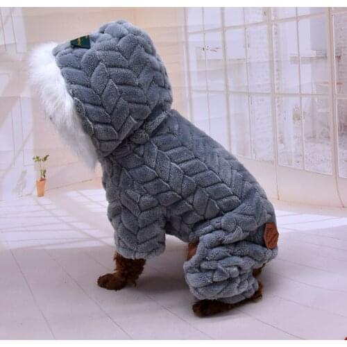 Pet Clothes Cotton Jumpsuit Fur Collar British Four-legged Clothes Dog Coat Cat Clothes Thick Warm Jacket pet coat pink