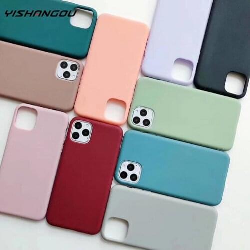 Solid Color Silicone Case For iPhone 11 12 Pro Max SE 2 2020 XR X XS Max 6 6s 7 8 Plus Cases Candy Color Soft Simple Phone Case