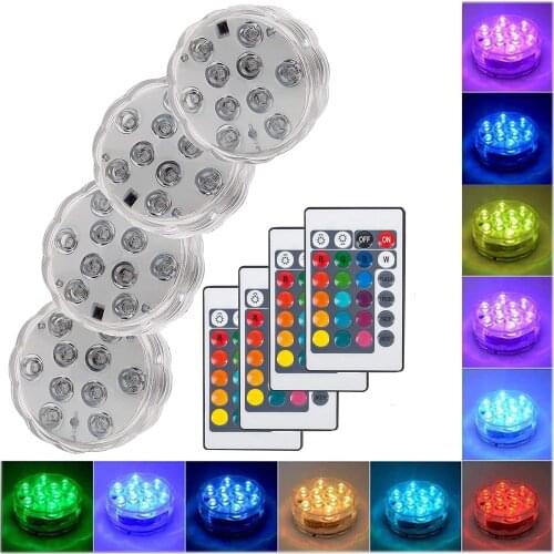 16 Colors Submersible 13 Led Light with Suction Cup for Outdoor Pond Fountain Vase Garden Swimming Pool Underwater Night Lamp