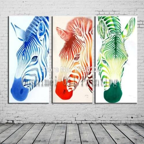 Hot new products for 2018 oil painting bright colored oil paintings zebra animals canvas oil painting for bedroom decoration