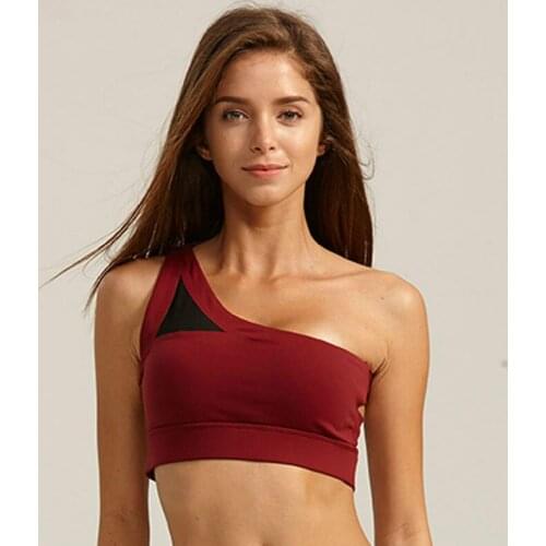 Sexy Off-shoulder Sports Bra Women Anti-sweat Padded Yoga Bra Mid Support Gym Fitness Bra Athletic Mesh Sport Bra Top