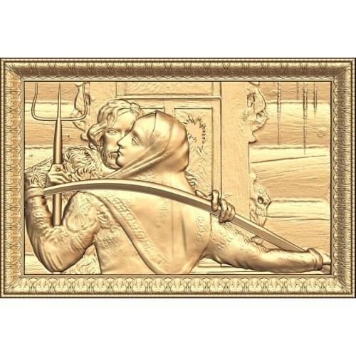 Relief Decor Painting STL 3D model for CNC Router Carving and Engraving Artcam Aspire