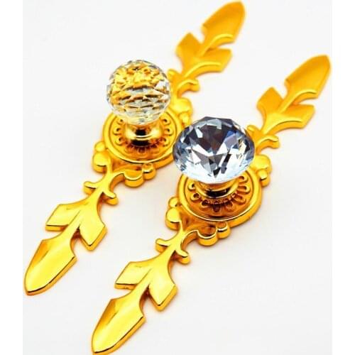 1Pcs 20/30mm Colored Crystal Design Zinc Alloy Knobs Cupboard Drawer Pull Gold Kitchen Cabinet Door Wardrobe Handles Hardware