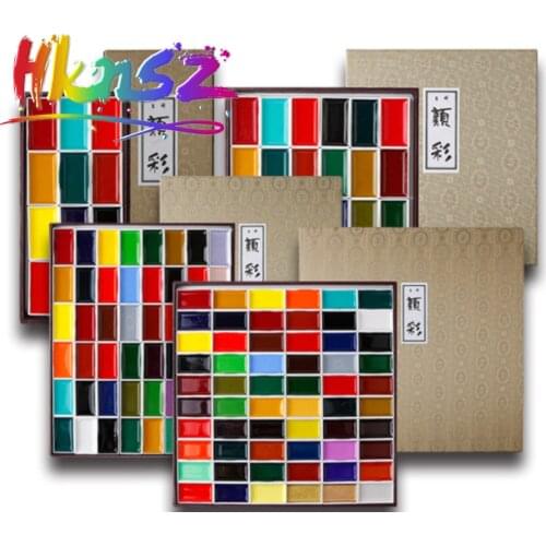 Sakura 24/48/60 color solid watercolor paint set pearlescent color professional advanced watercolor painting art supplies