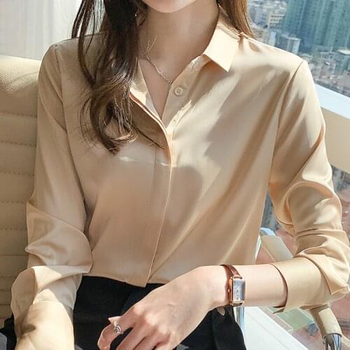 Long Sleeve Chiffon Blouse Shirt Blouse Women Blusas Mujer De Moda 2021 Turn Down Collar Office Blouse Women Tops Blusa E202