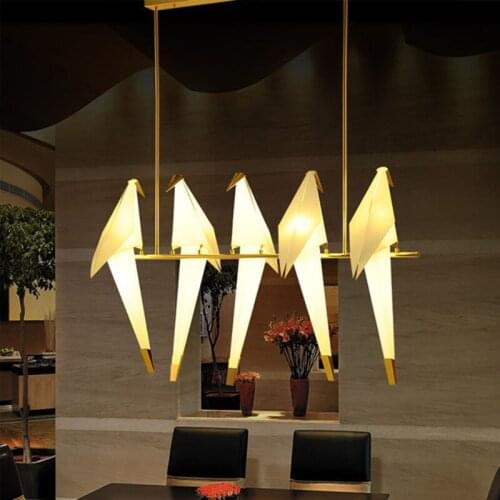 Modern Paper Crane Metal Pendant Lights Restaurant Living Dining Children Room Bird Lighting LED Bird Design Hanging Lamps