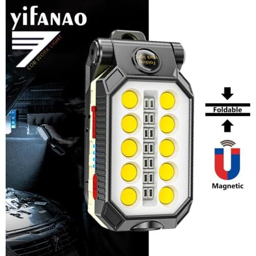 2021 Super Bright COB Work Light USB Recharge Portable LED Flashlight Adjustable Waterproof Magnet Camping Lantern Power Display