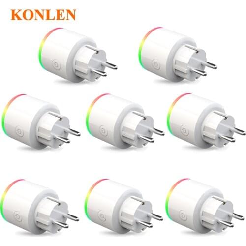 Tuya WIFI RGB Power Socket EU DE Plug Outlet 16A Relay Switch Smart Life Remote Home Controller Energy Meter Google Alexa Ifttt