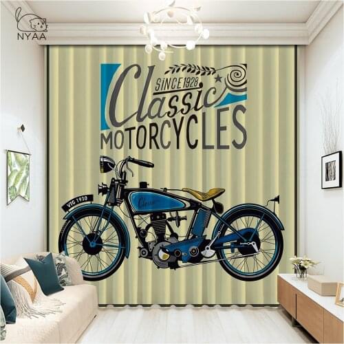 Vintage America Motorcycle Bedroom Curtain Salon Marocain Hooks For Curtains Cartoon Curtains On The Window Panel Micro Shading