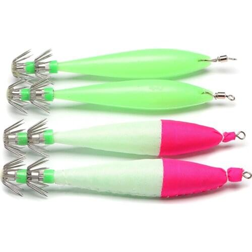 YJBYYX 1 pack of 5pcs squid tongs squid hard bait luminous fishing tackle 10.5cm 6g wooden shrimp clamp