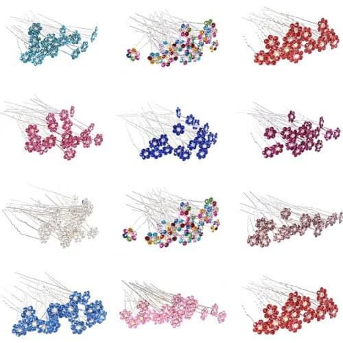 New Fashion 40PCS Bridal Wedding Crystal Rose Flower Hair Pin for Women Rhinestone Clip Hair Accessories