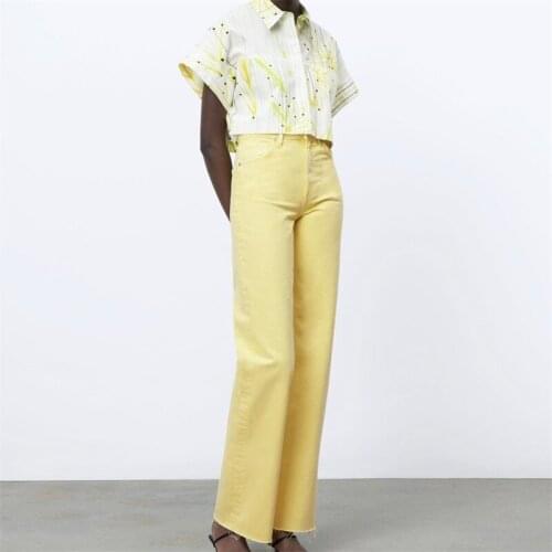 Baldauren Women 2021 Fashion Daisy Print Lapel Short Top Button Short Sleeve Blouse Streetwear