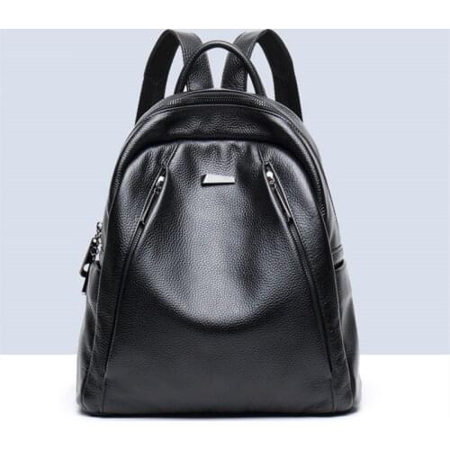 Classical Leather Large Capacity Cowhide Womens Backpack New Leisure Solid Color Multifunctional Portable Travel Bags
