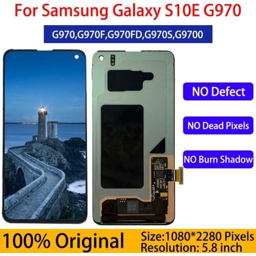 Original AMOLED LCD Screen For SAMSUNG Galaxy S10e G970 S10 G973 S10+ S10Plus G975 Display Touch Screen Digitizer + Dead Line
