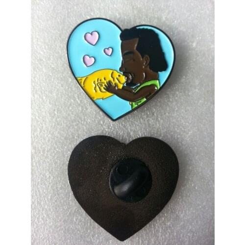 Custom pin badge, black man with fish pins