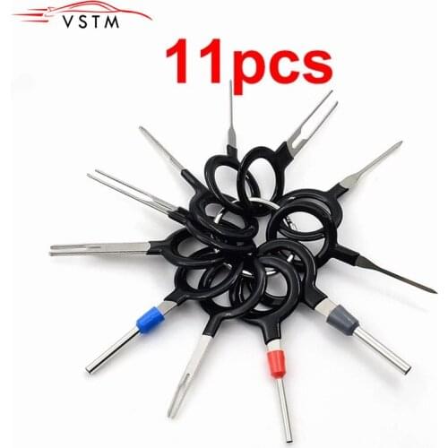 11pcs Auto Car Plug Circuit Board Wire Harness Terminal Extraction Pick Connector Crimp Pin Back Needle Remove Tool Set