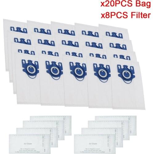 20Pcs/Lot For Miele Type GN Deluxe Synthetic Vacuum & 8 Filters S2 S5 S8 C1 C3 Hepa Vacuum Cleaner DUST BAGS With FILTERS