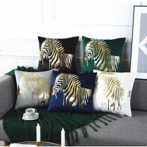 45*45 Polyester Bronzing zebra pattern Living Room Cushion Cover Pillowcase Nordic Home Office Decor Pillow cover 40750