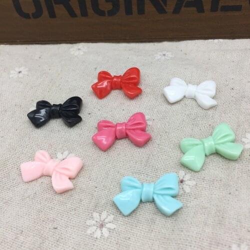 50pcs 25x15mm Resin Bows Flatbacks Cabochons Embellishments For Cardmaking Scrapbooking DIY Crafts Decorations 7 Colors