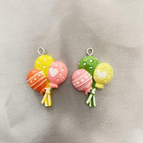 50PCS Resin Simulation Colorful Balloon Pendant DIY Accessories Charms Handmade Necklace Keychains Earrings