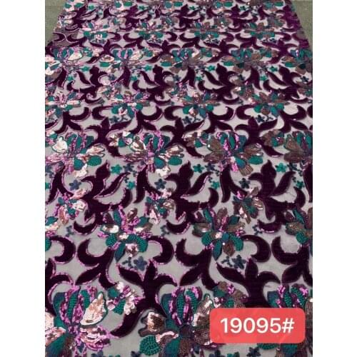 Africa Nigeria Mesh Lace Fabric High Quality French Tulle Lace Fabric Embroidered Velvet Wedding Sequin FJ35891