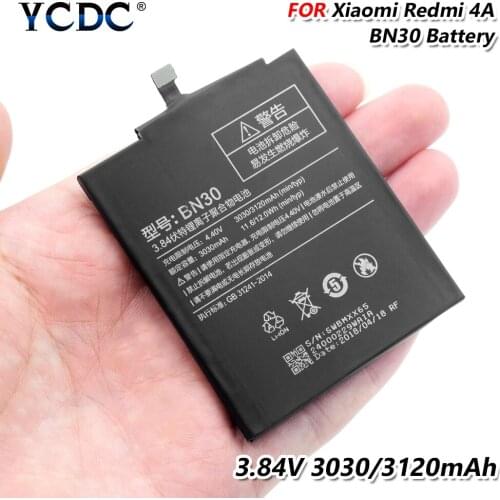 BN30 Battery For Xiaomi Redmi 4A 3120mAh Redrice Hongmi 4A Lithium Polymer Replacement Bateria Mobile Phone Replacement Cell