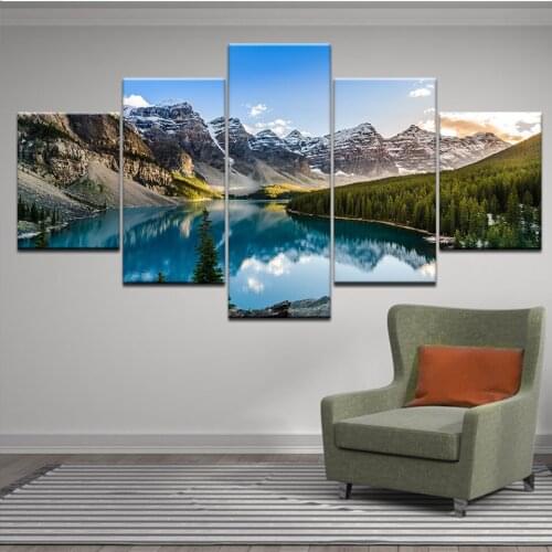 5 Piece Diamond Painting Home Decor Lake Sunset Mountain Clouds Forest River Nature Landscape Diamond Mosaic Wall Art X13