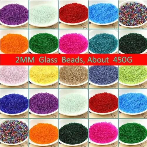 Free Shipping 450G 2mm Czech Seed Spacer Beads transparent beads murano glass beads for jewelry making DIY Pick 12 Colors