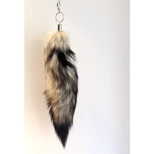 Free Shipping fox tail keychain natural tail key chain