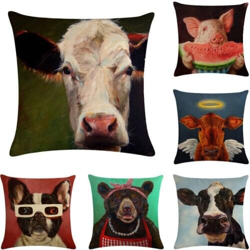 Animal cushion cover and sofa linen/cotton Dog pillow case Pig Home decorative Bull Throw pillow cover 45cm*45cm
